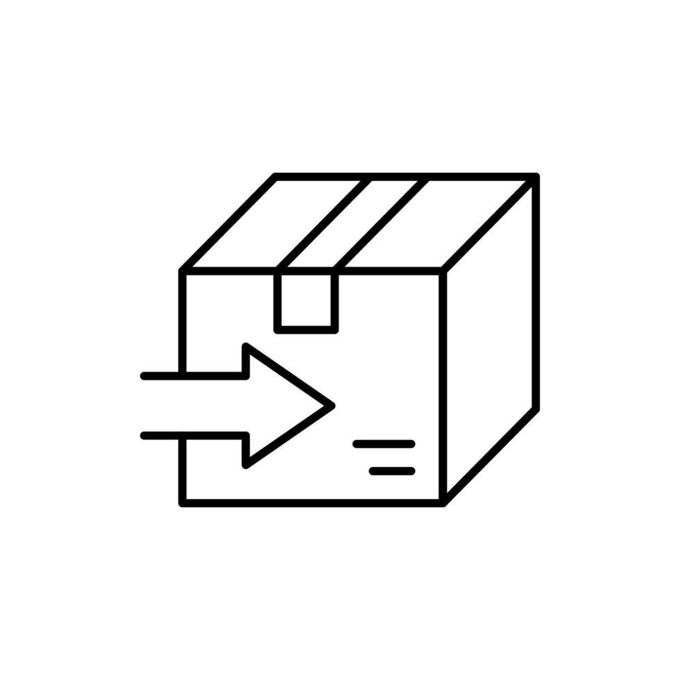 Arrow with Box Minimalistic Symbol for Web and Graphic Design, Apps, Banners, Social Network and Cards vector