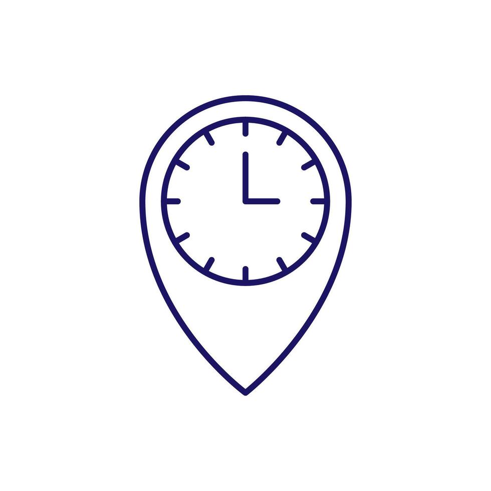 Clock in Map Pin Outline Picture for Graphics and Web Design, Apps, Adverts, Various Cards vector