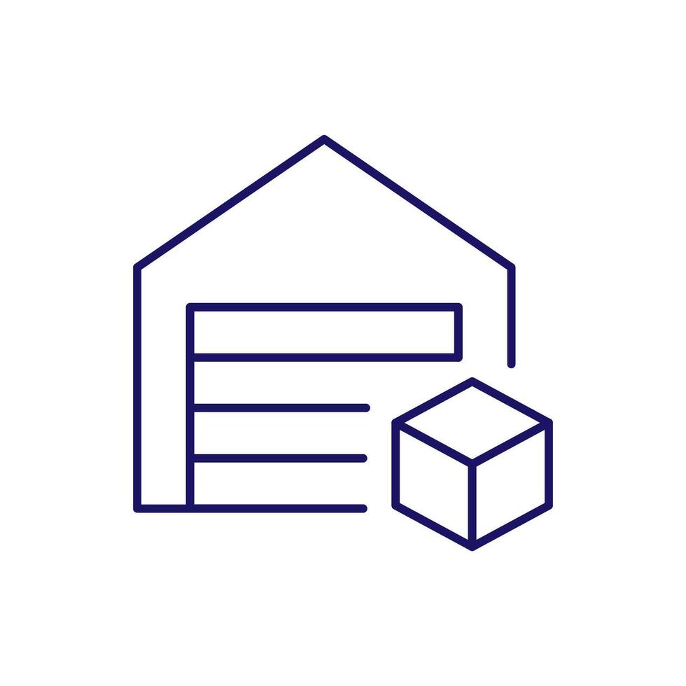 Box next to Warehouse Thin Icon for Web Sites, Books, Cards, Apps vector