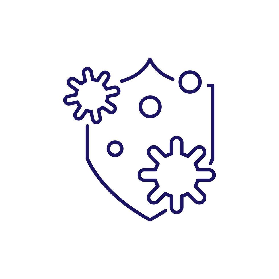 Virus and Shield Outline Picture for Graphic and Web Design, Apps, Adverts, Various Cards vector
