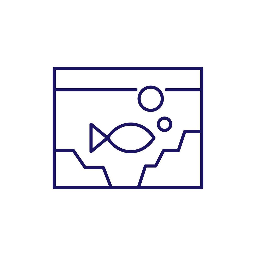 Linear Picture of Aquarium for Graphics, Concept, Apps vector