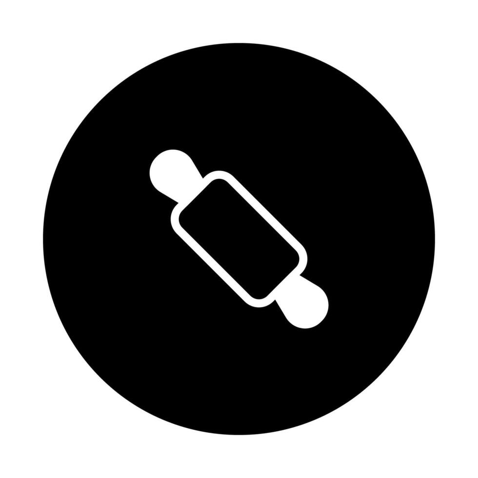 Minimalist depiction of a rolling pin icon in a black circle for baking projects vector