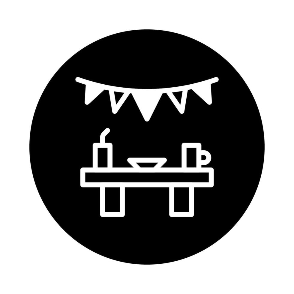 Minimalist celebration illustration featuring a table with party decorations suitable for various design projects and social media vector