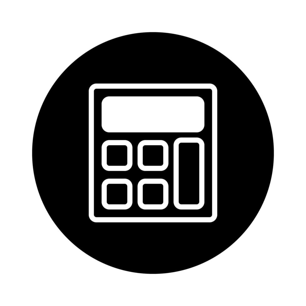 Minimalist calculator icon design featuring a white outline on a black circular background for modern interfaces vector