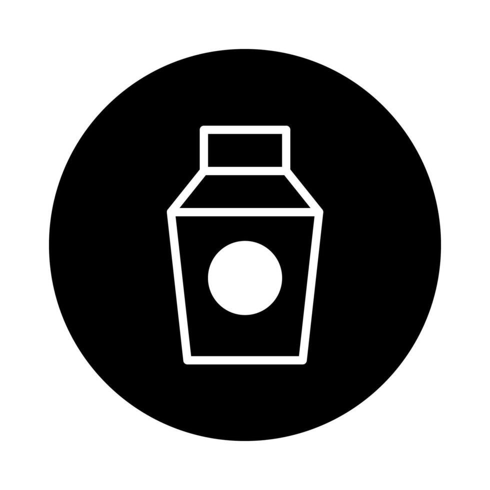 Minimalist bottle icon design showcasing a simple container silhouette on a black circular background illustration vector