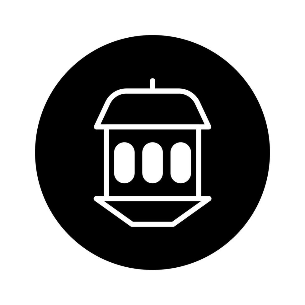 Minimalist bird feeder icon illustration on a black circle background design image for digital content vector