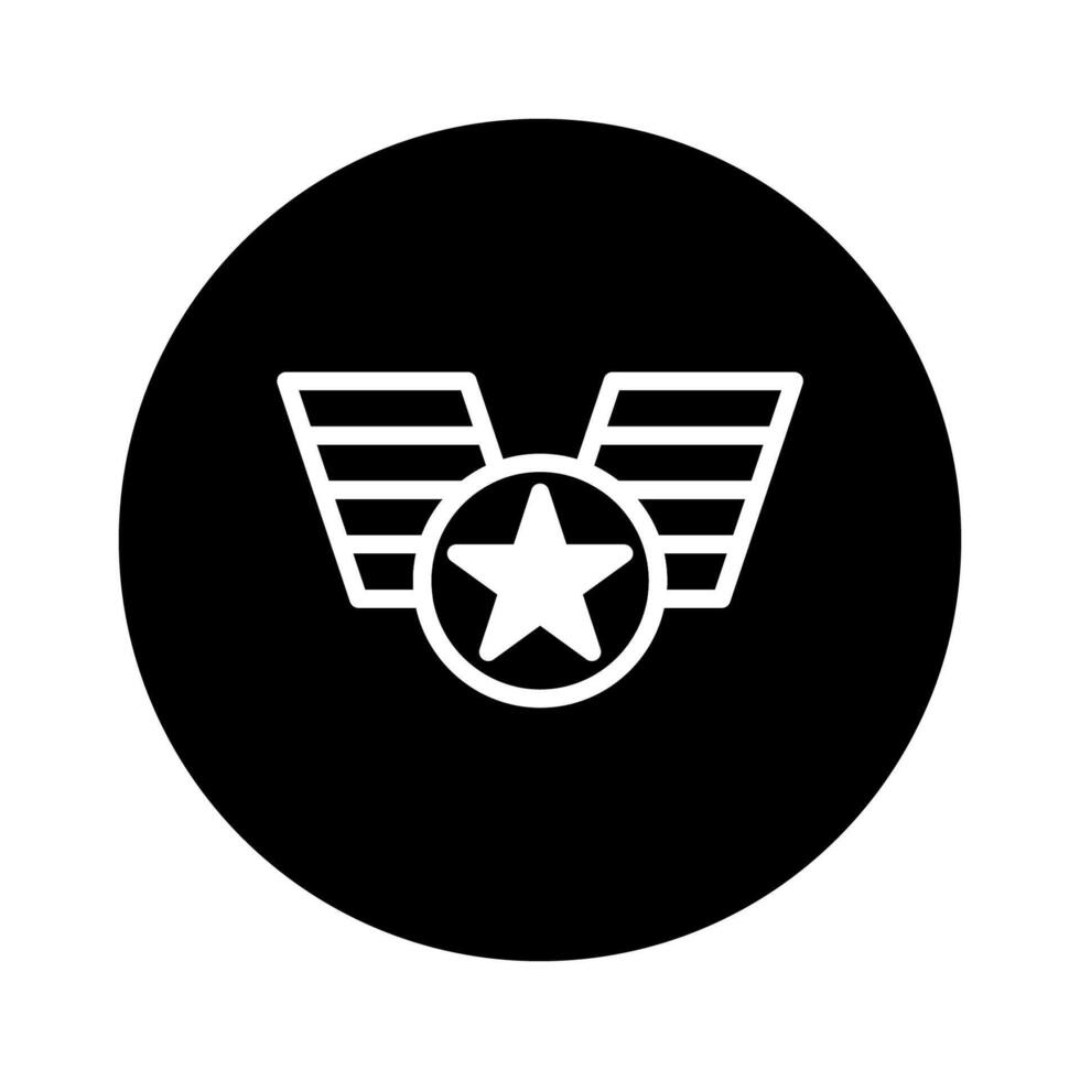 Minimalist american patriotic badge icon featuring star wings design on black background for military themes vector