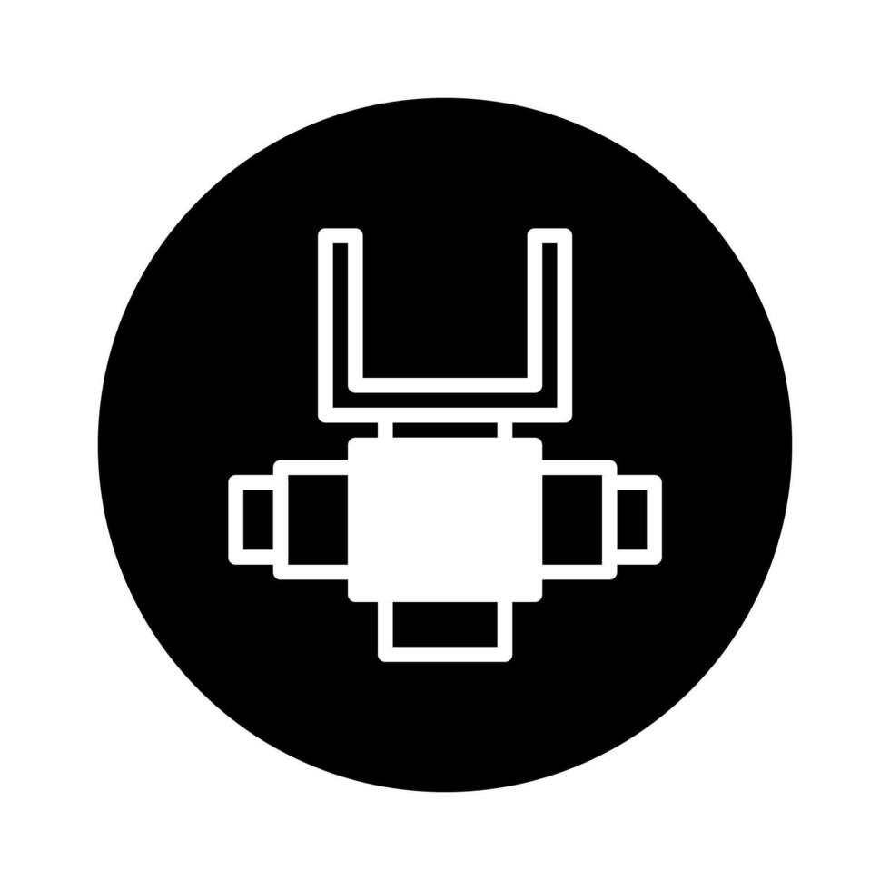 Minimalist abstract robot head icon design with geometric shapes and monochrome color palette on a dark background vector