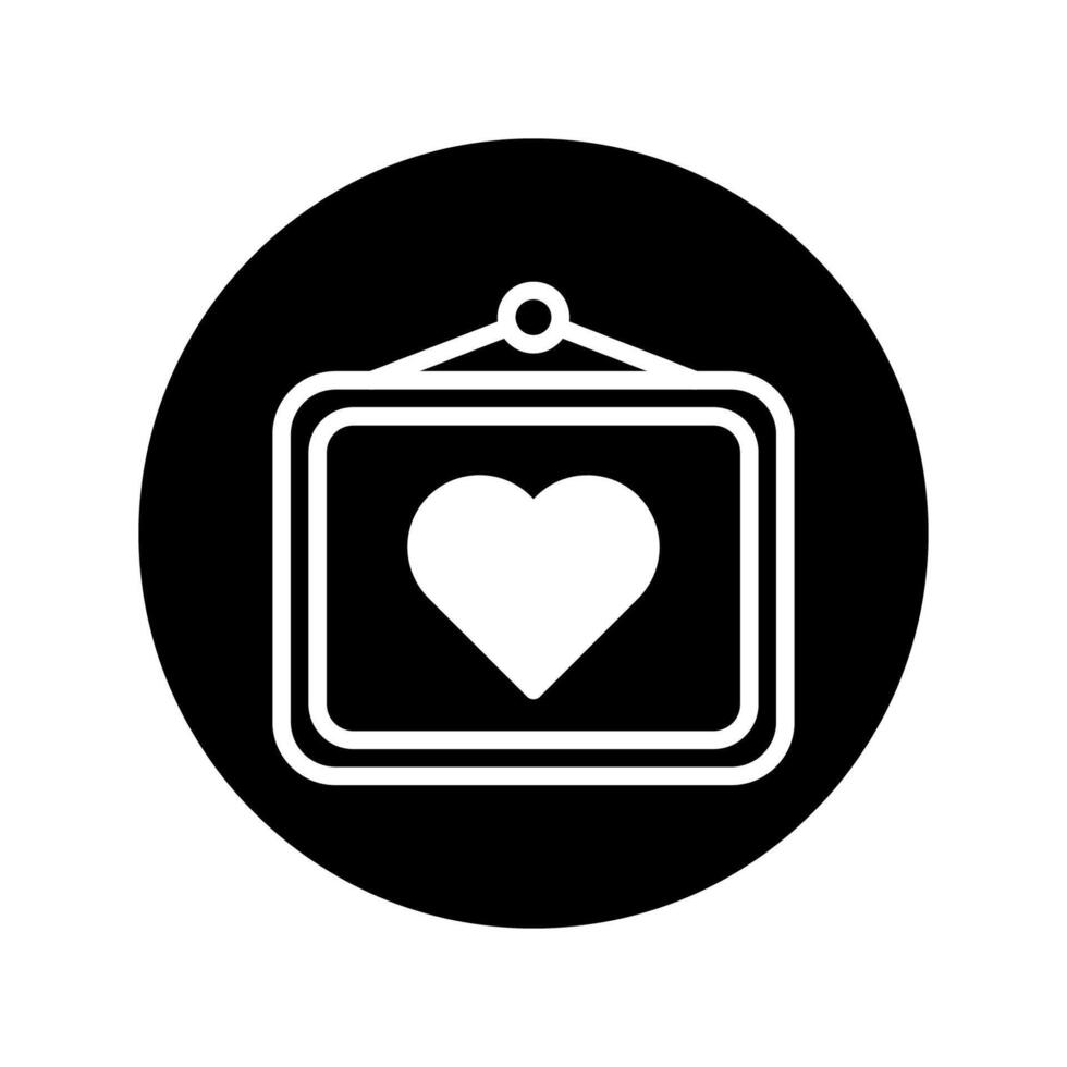 Heartfelt icon inside a framed artwork in monochrome style for design resources and projects with love theme vector