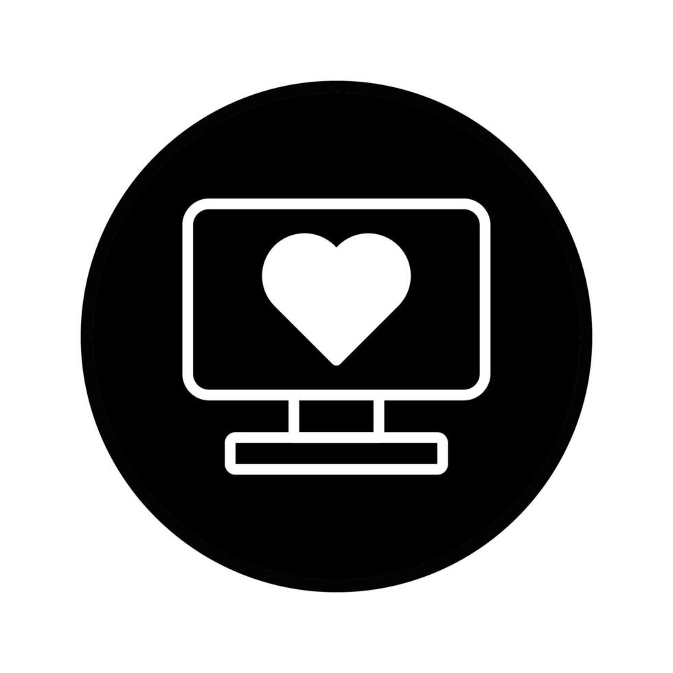 Heart on screen icon symbolizes digital love affection online dating and communication for Valentine vector