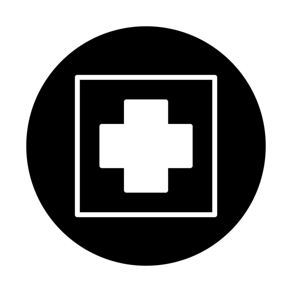 Healthcare assistance emergency service symbol logo design for medical care and treatment application in black and white vector