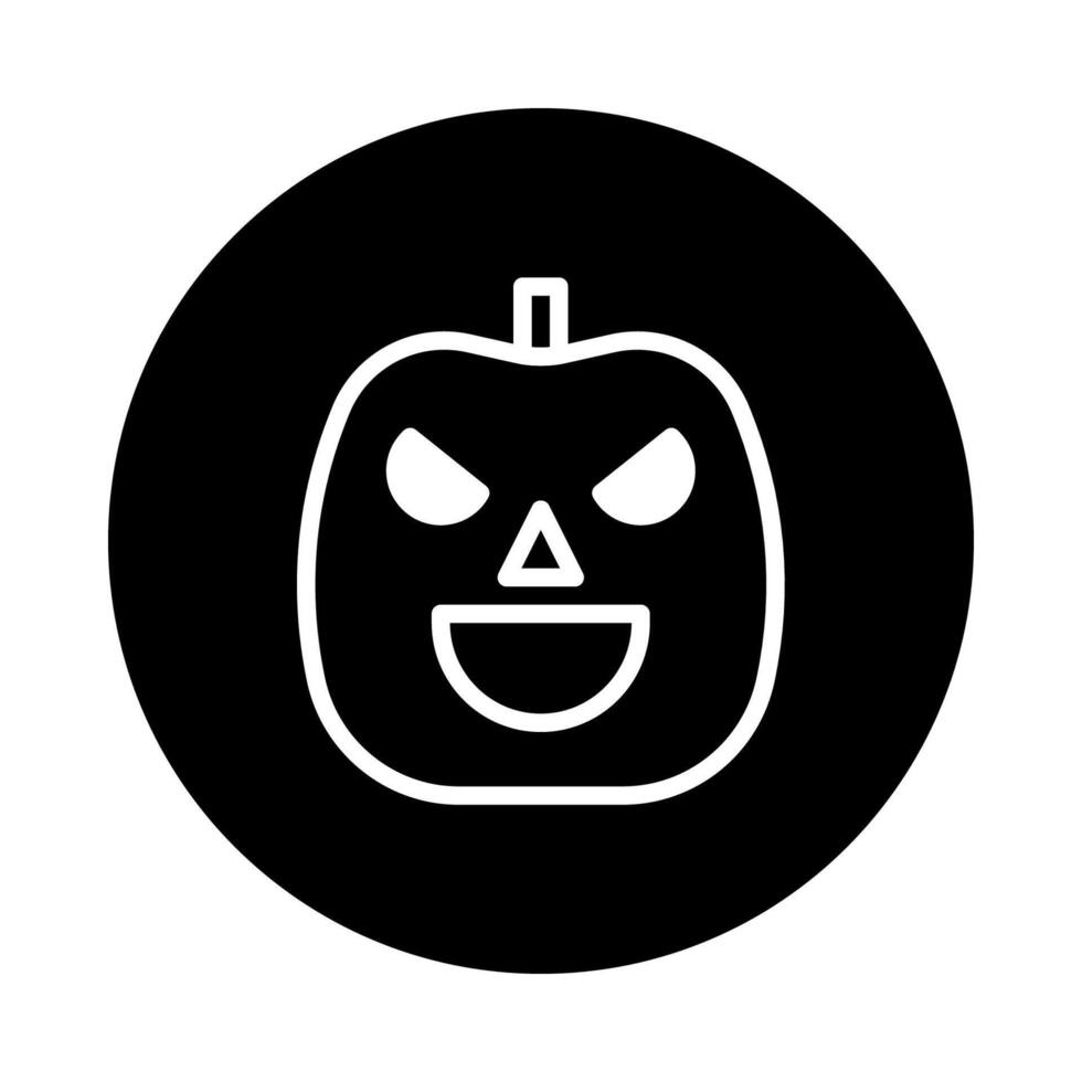 Halloween spooky pumpkin icon illustration simple minimalist line art in black and white circular background design vector