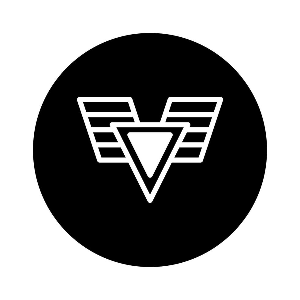 Geometric emblem design in black circle backdrop creating a minimalist logo template and pattern concept vector