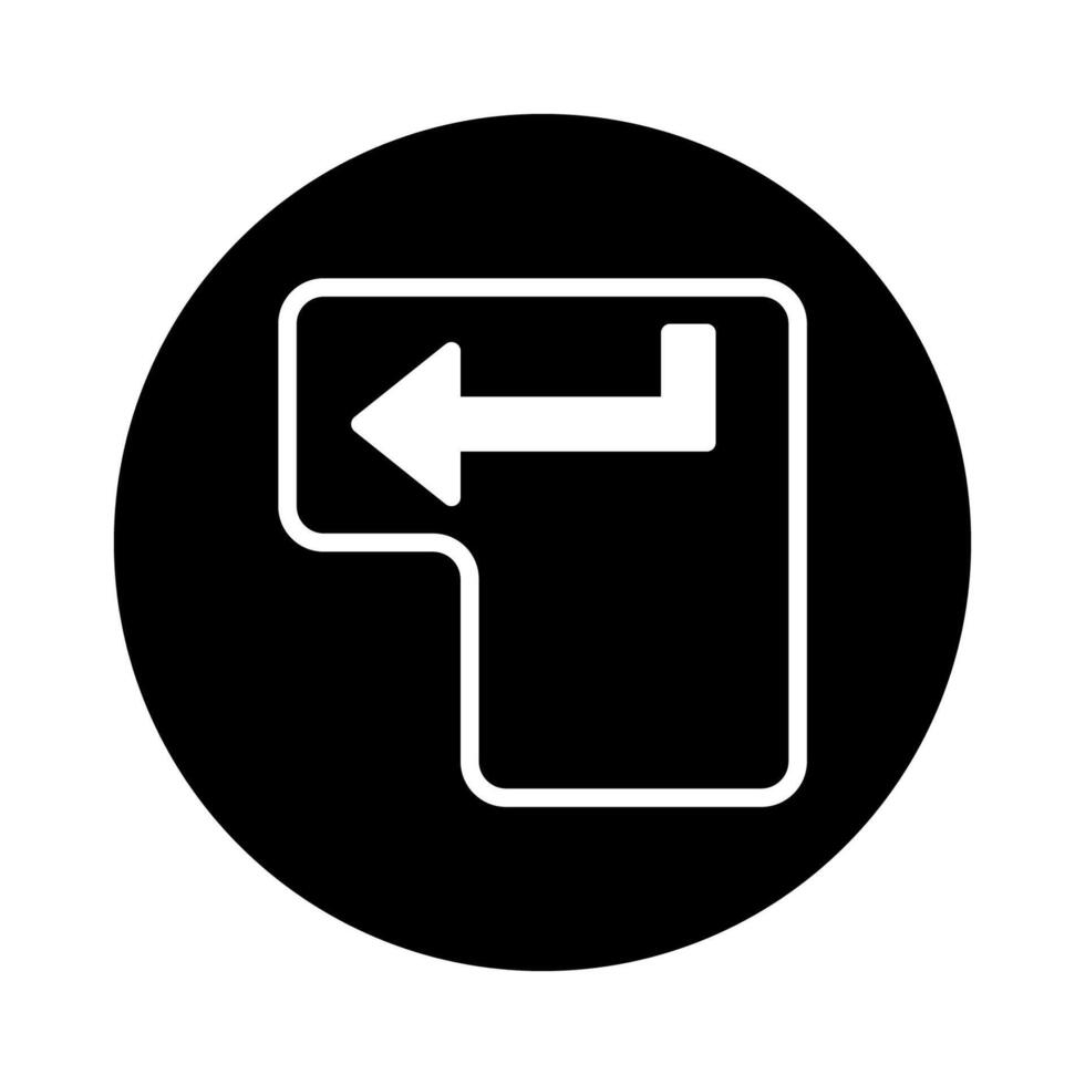 Enter key icon in a black circle for a modern design minimalist and conceptual approach vector