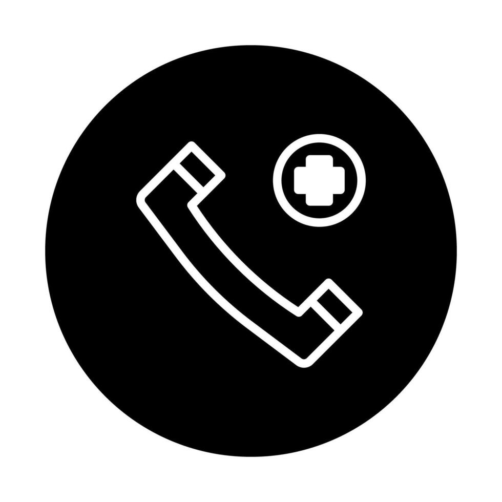 Emergency medical assistance lifeline symbolized by phone icon with cross and black background for healthcare solutions vector