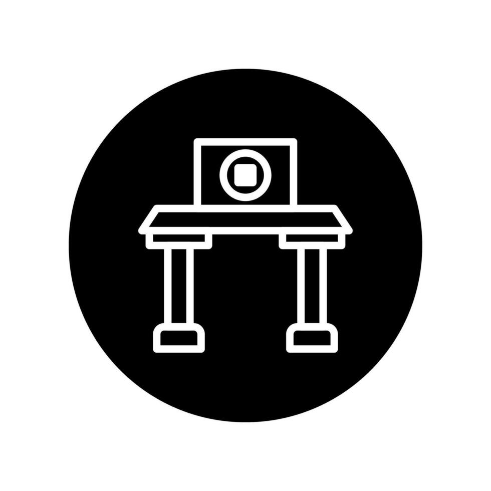 Elegant minimalist workspace icon highlighting modern desk design and professional productivity in a simple black and white style vector