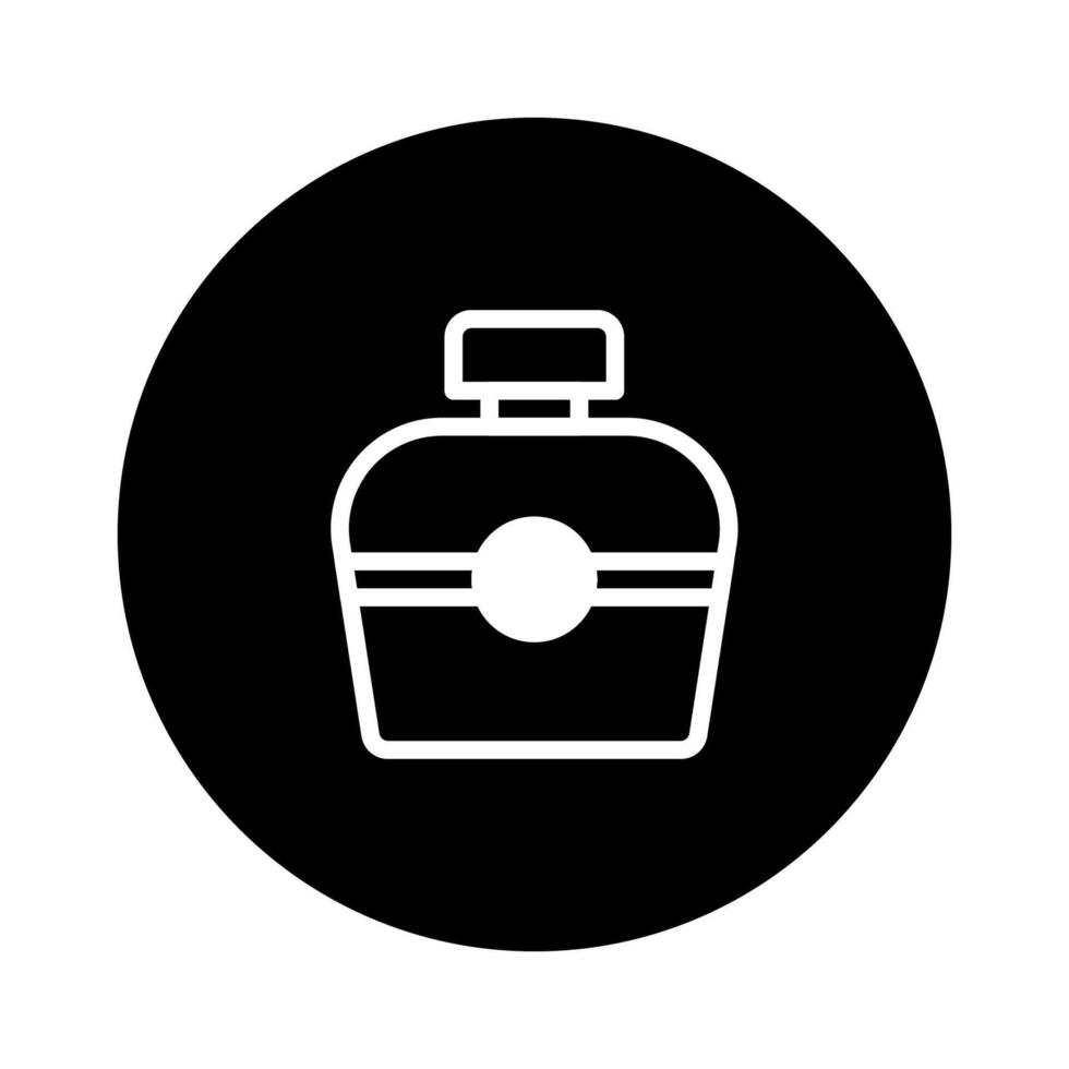 Elegant fragrance icon design minimalist bottle outline black background perfect logo branding promoting cosmetics showcasing beauty vector