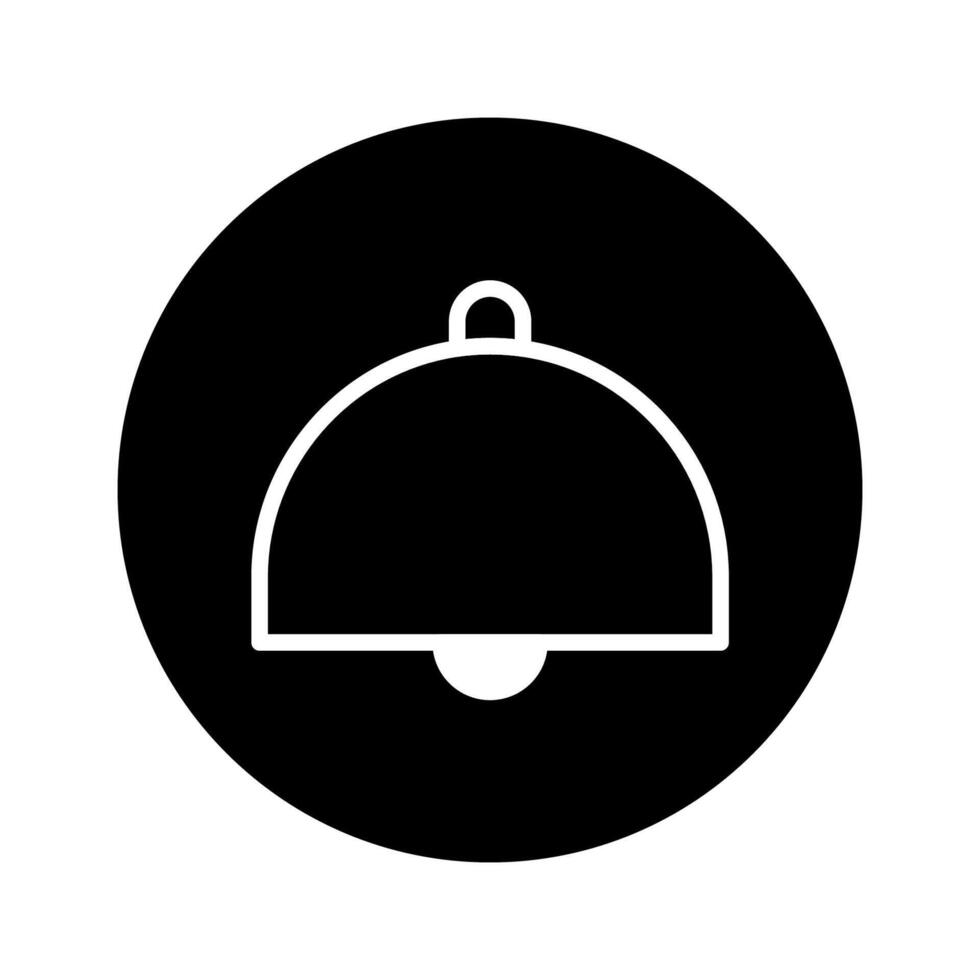 Elegant food bell icon in a sleek black circle offering service restaurant catering notification illustration simplicity vector