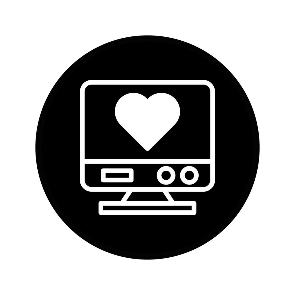 Computer screen displaying heart symbol concept of love technology relationship connection data health screen display monitor vector
