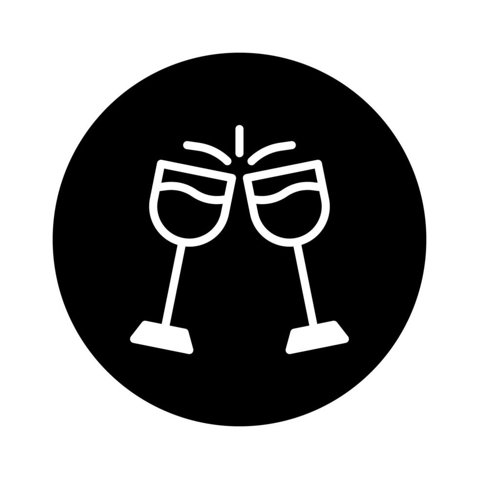 Celebration with wine glasses creating a minimal icon for a festive occasion and events in black background vector