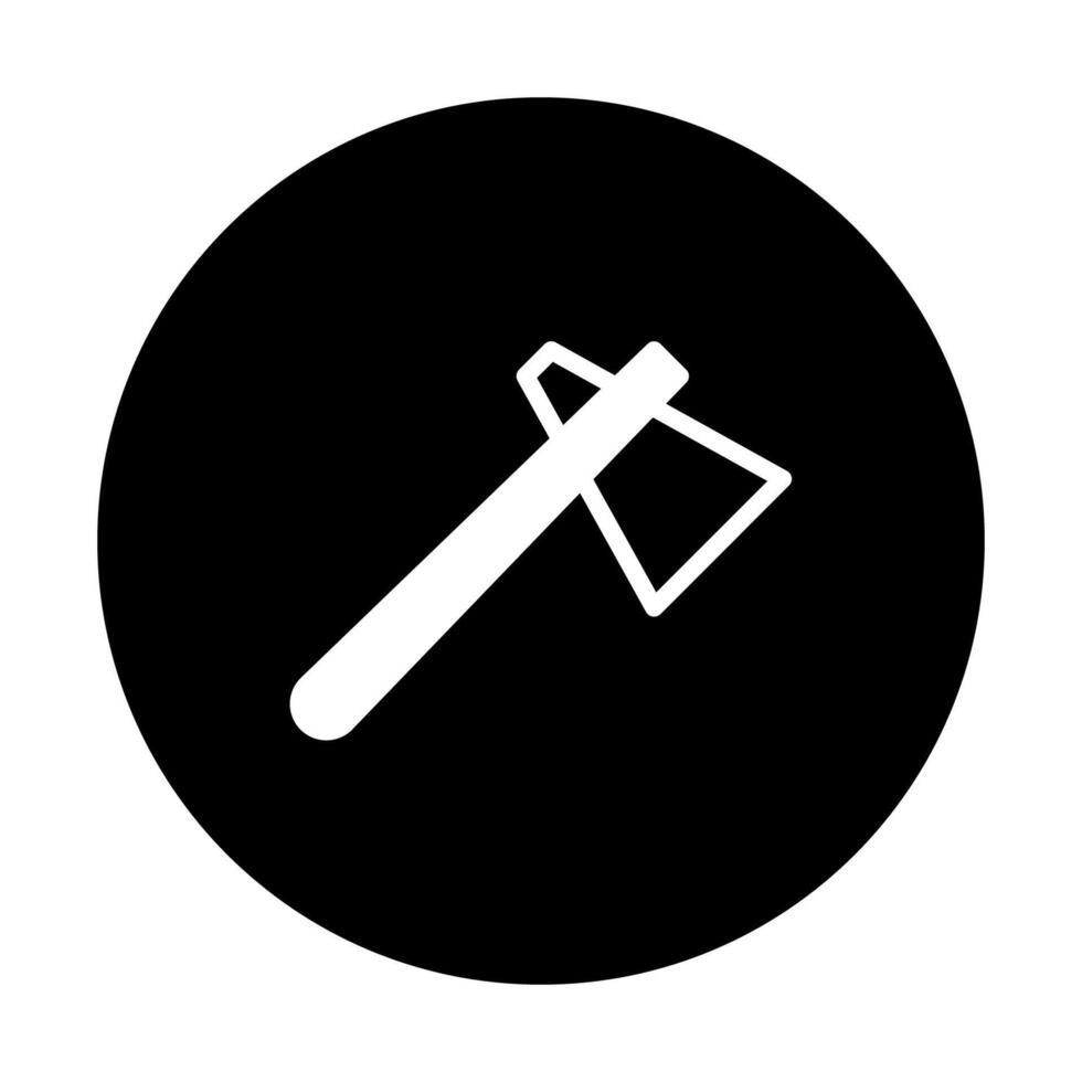 Axe icon illustration on black background representing lumberjack tool and equipment image with sharp blade vector