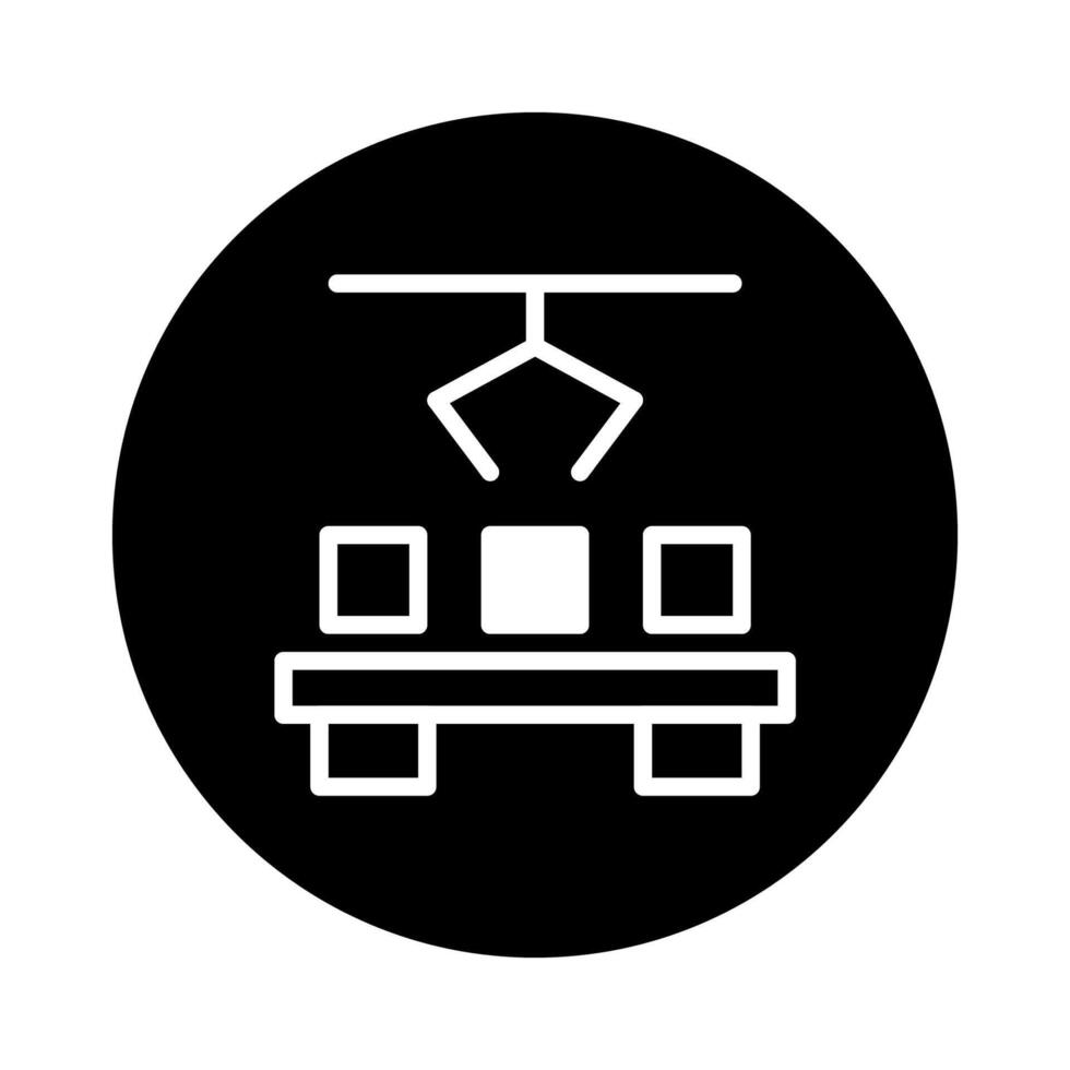 Automation and efficiency represented by a robotic arm picking up boxes with precision in a manufacturing setting vector