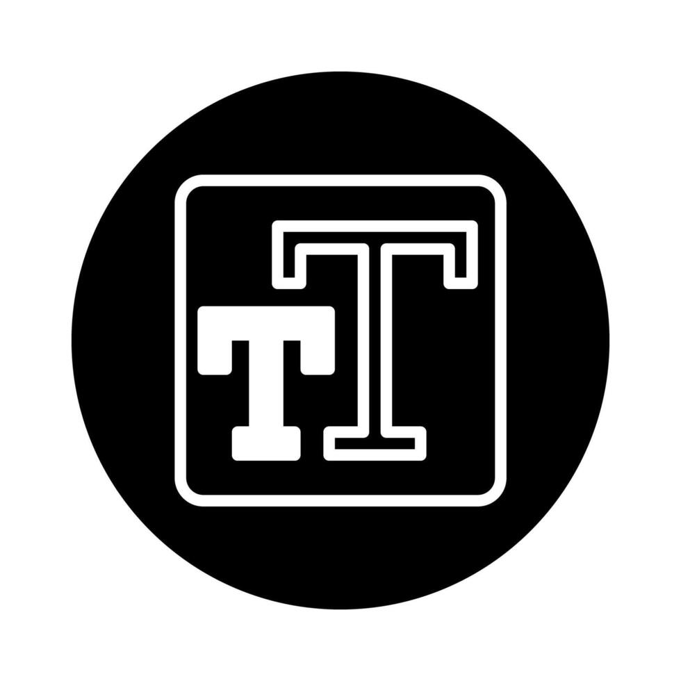 A striking black and white illustration of a text icon within a circular frame showcasing creative design vector
