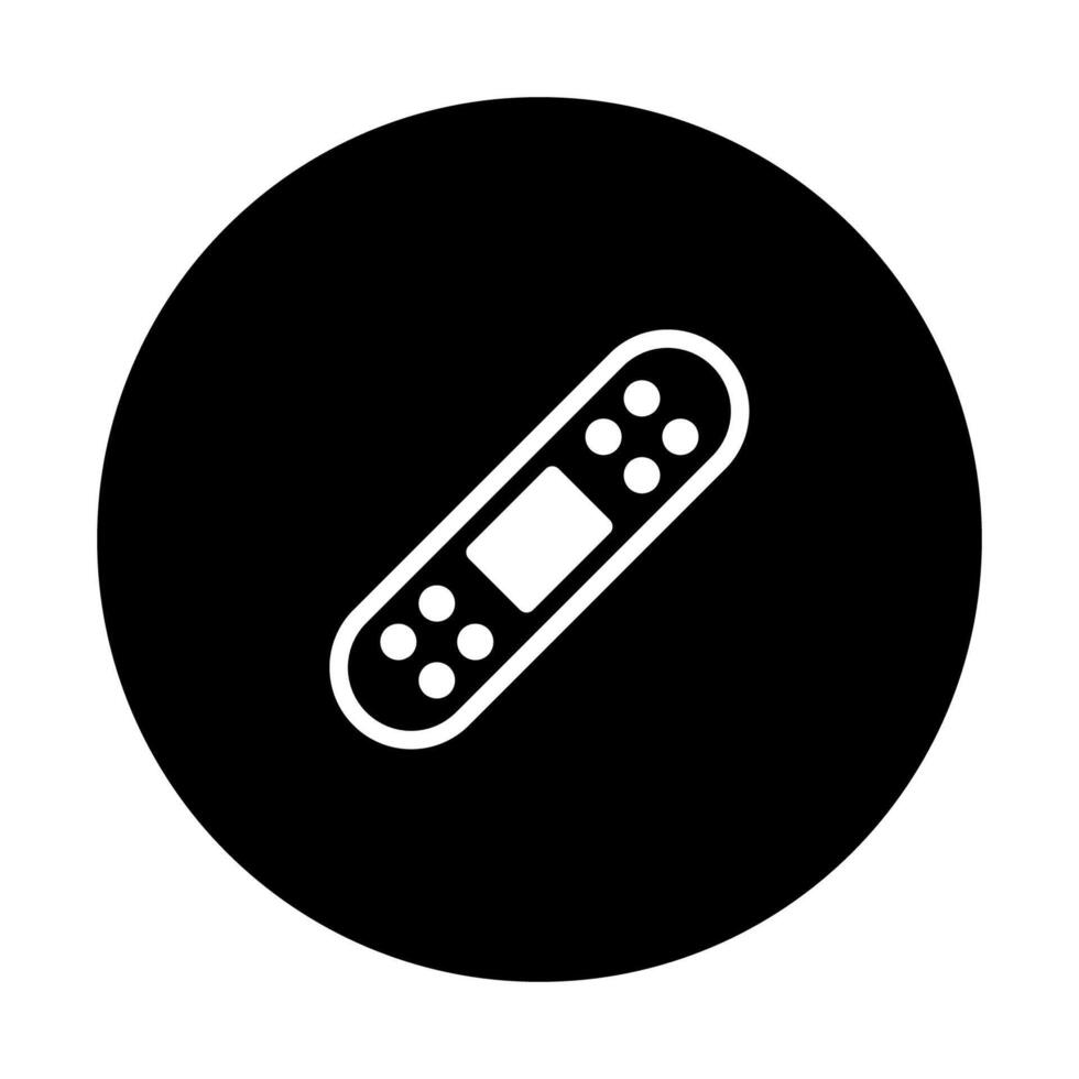 A minimalistic icon style illustration of a plaster cast in the middle of a black background circle vector