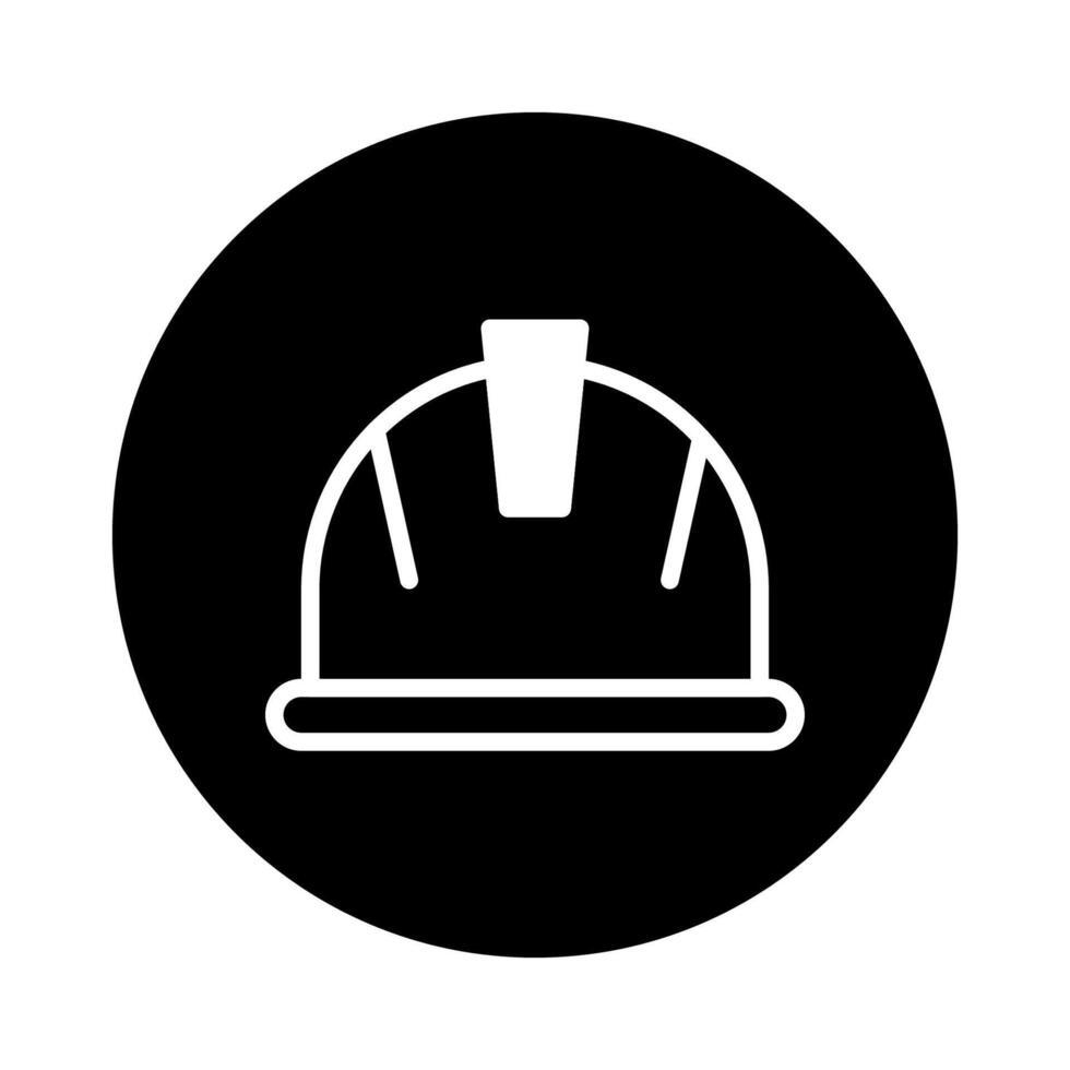 A minimalist safety helmet graphic in black and white showcasing construction engineering industrial protection work gear concept vector