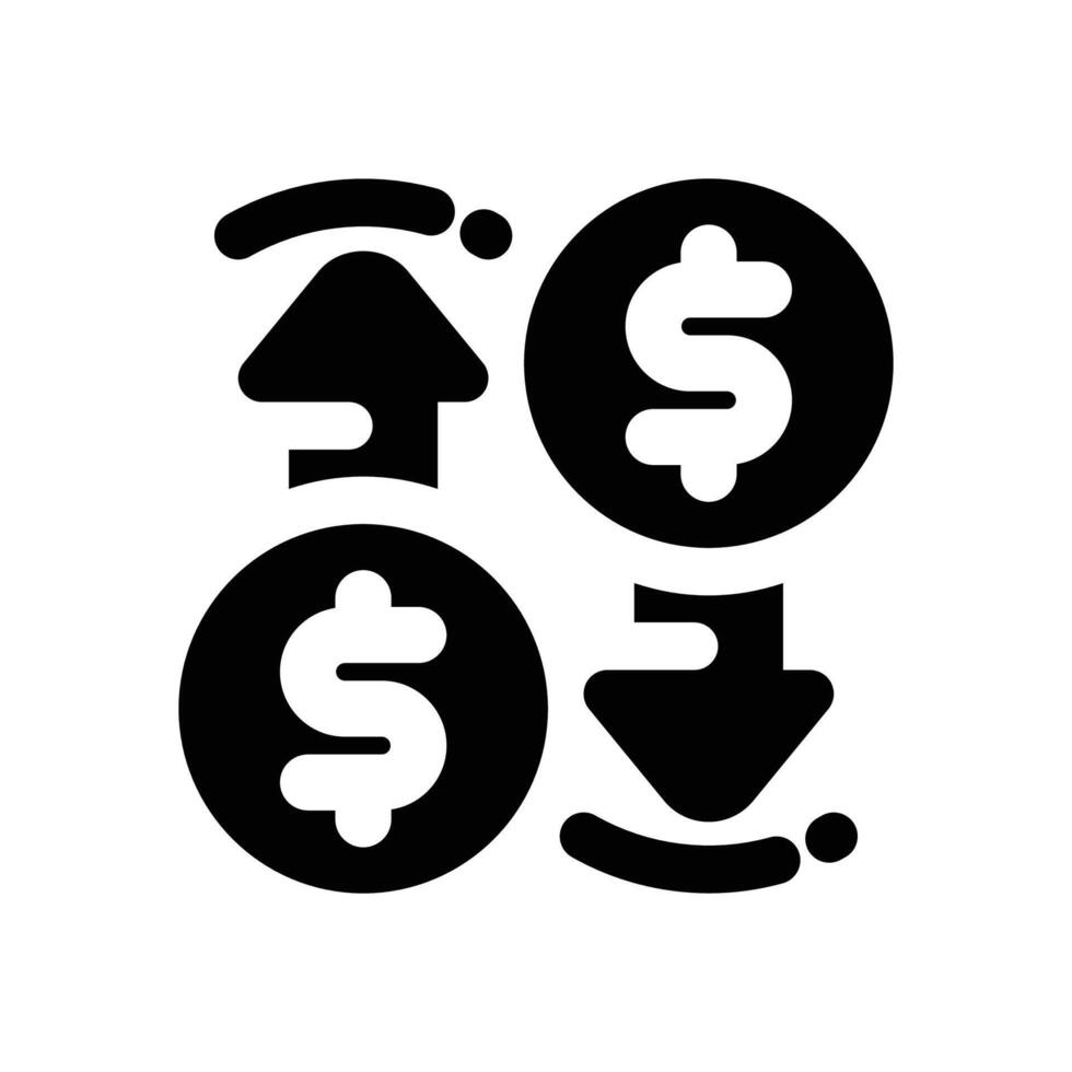 money flow glyph icon. Strong and solid icon for websites, mobile interfaces, presentations, and visual branding. High quality and easy to edit. vector
