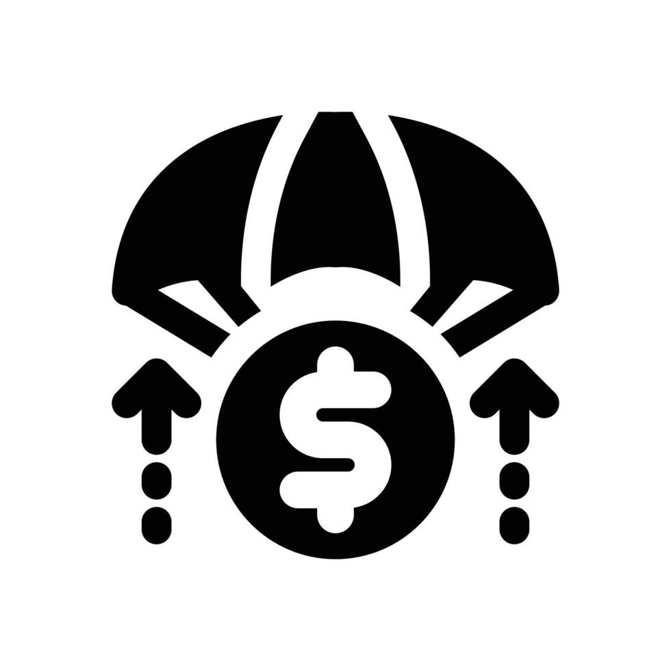 bailout glyph icon. Strong and solid icon for websites and mobile apps. vector