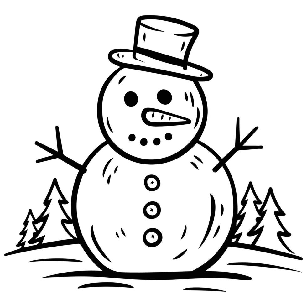Cheerful dark colored snowman character winter holiday illustration isolated on white vector