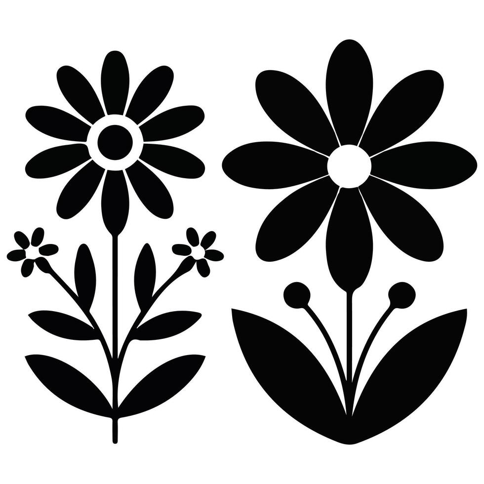 Black and white floral artwork isolated illustration on white background vector