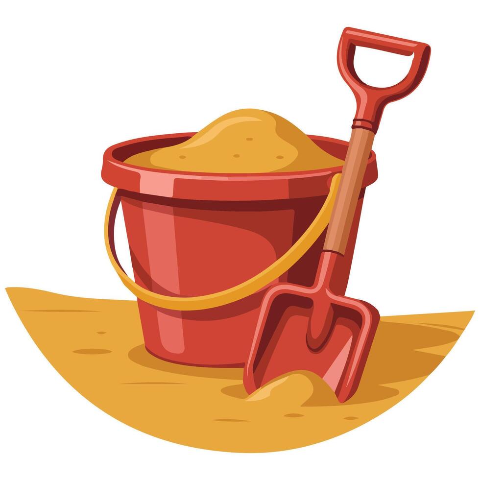 Childrens beach toys bucket and rake summer graphic isolated on white vector