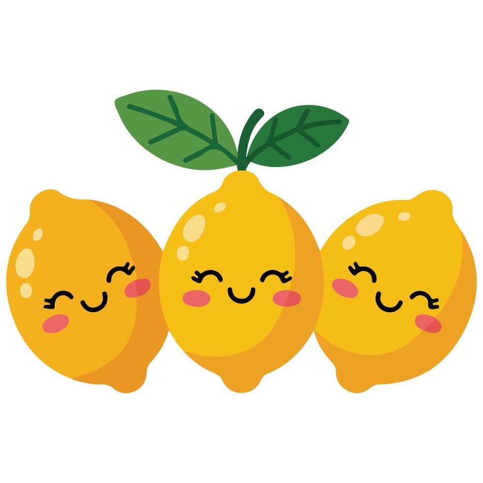 Cheerful citrus fruits with happy text illustration isolated on white vector