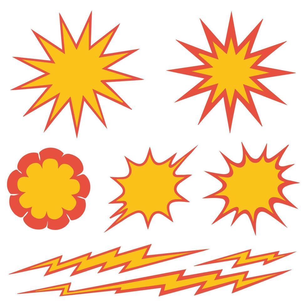 Comic style explosion shapes illustration isolated on white vector