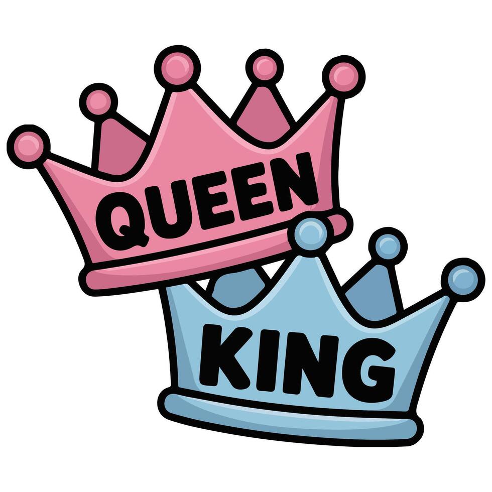 Royal crowns pair king queen illustration isolated vector