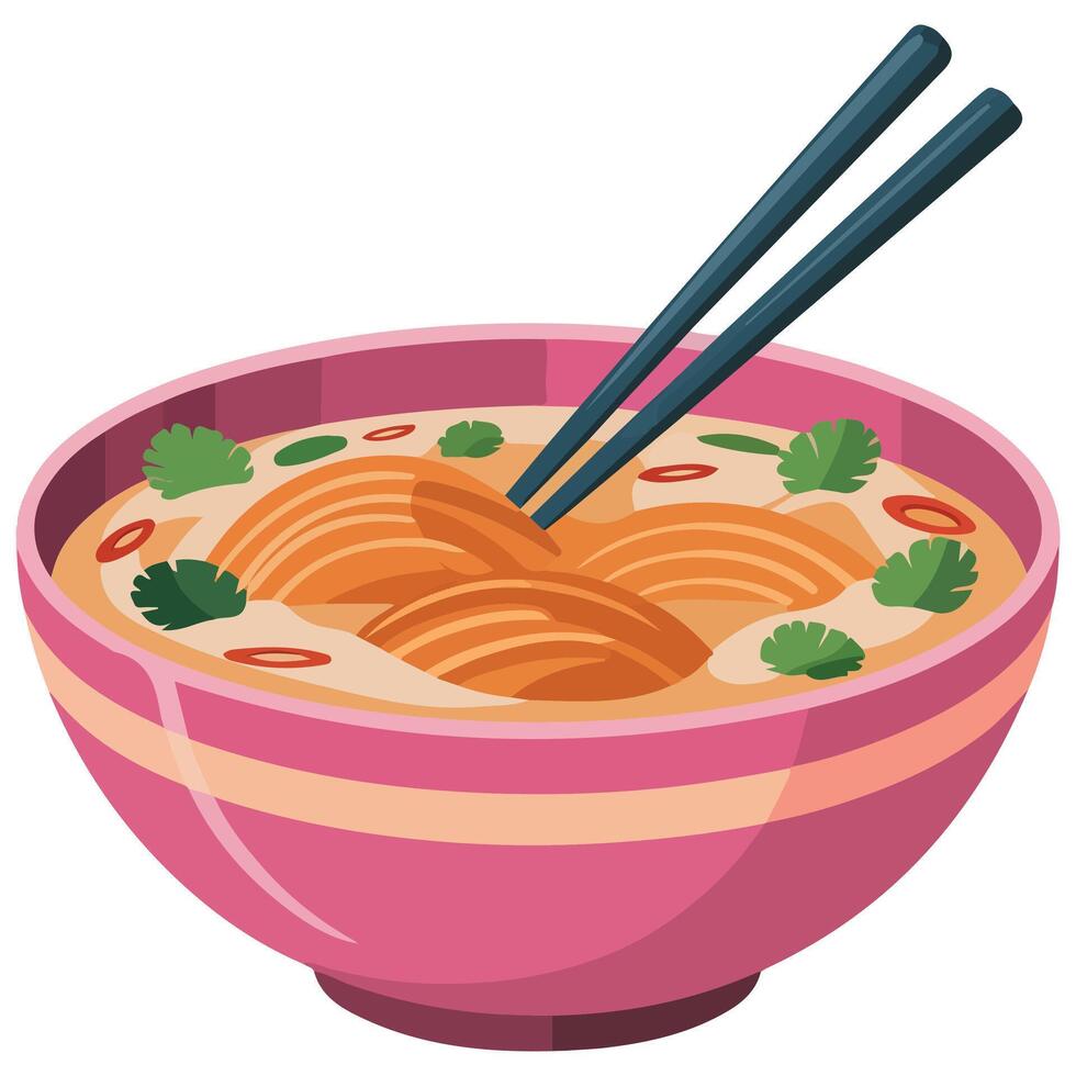 Asian noodle soup food illustration vector
