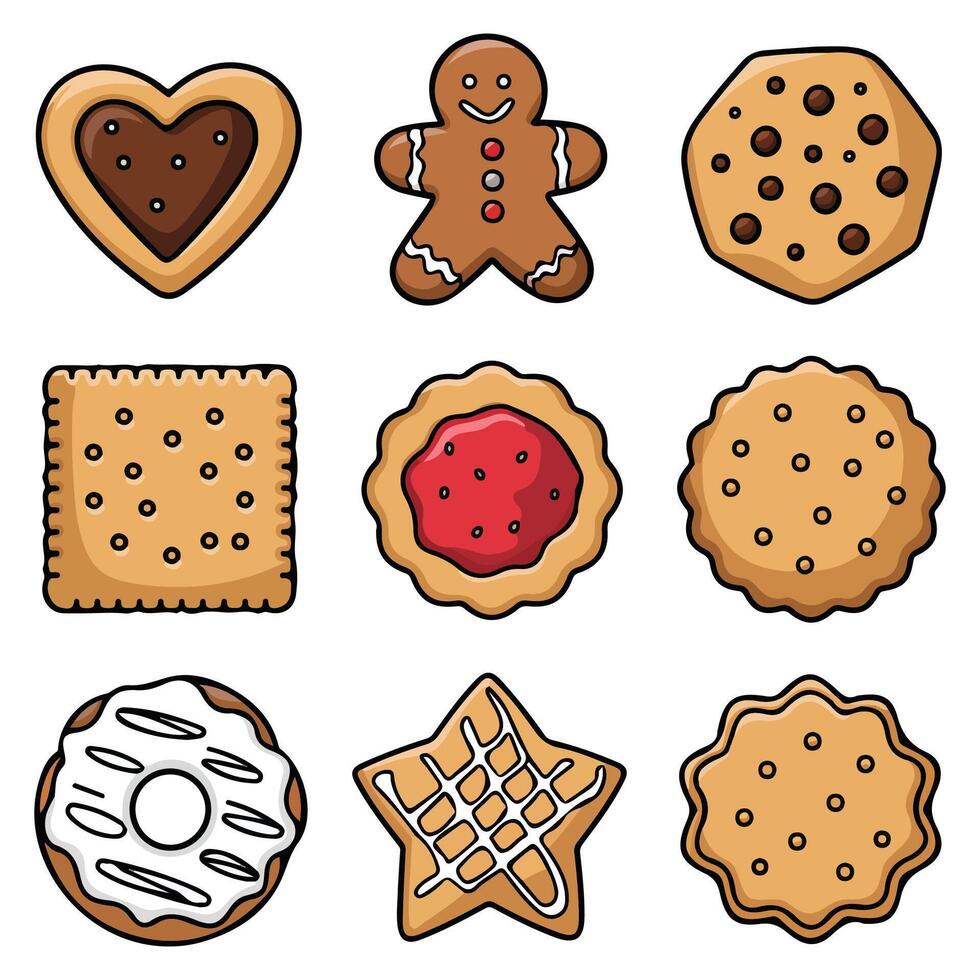 Collection of intricately designed cookie symbols for baking themes vector