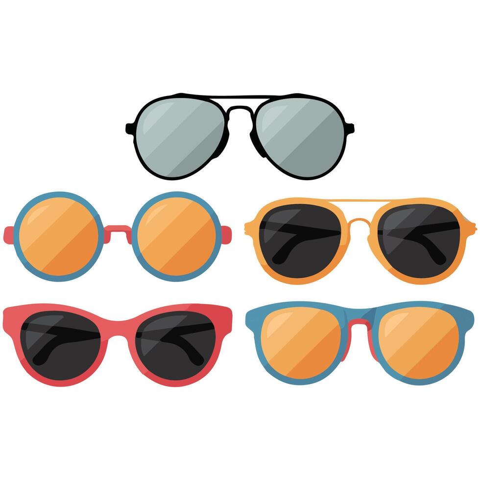 Fashionable sunglasses set trendy eyewear accessory illustration vector
