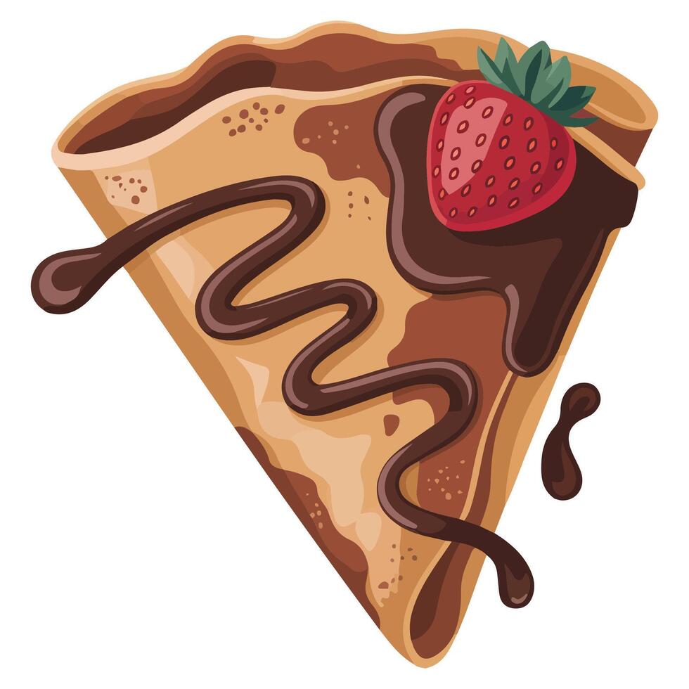 Chocolate strawberry filled crepe breakfast food illustration vector
