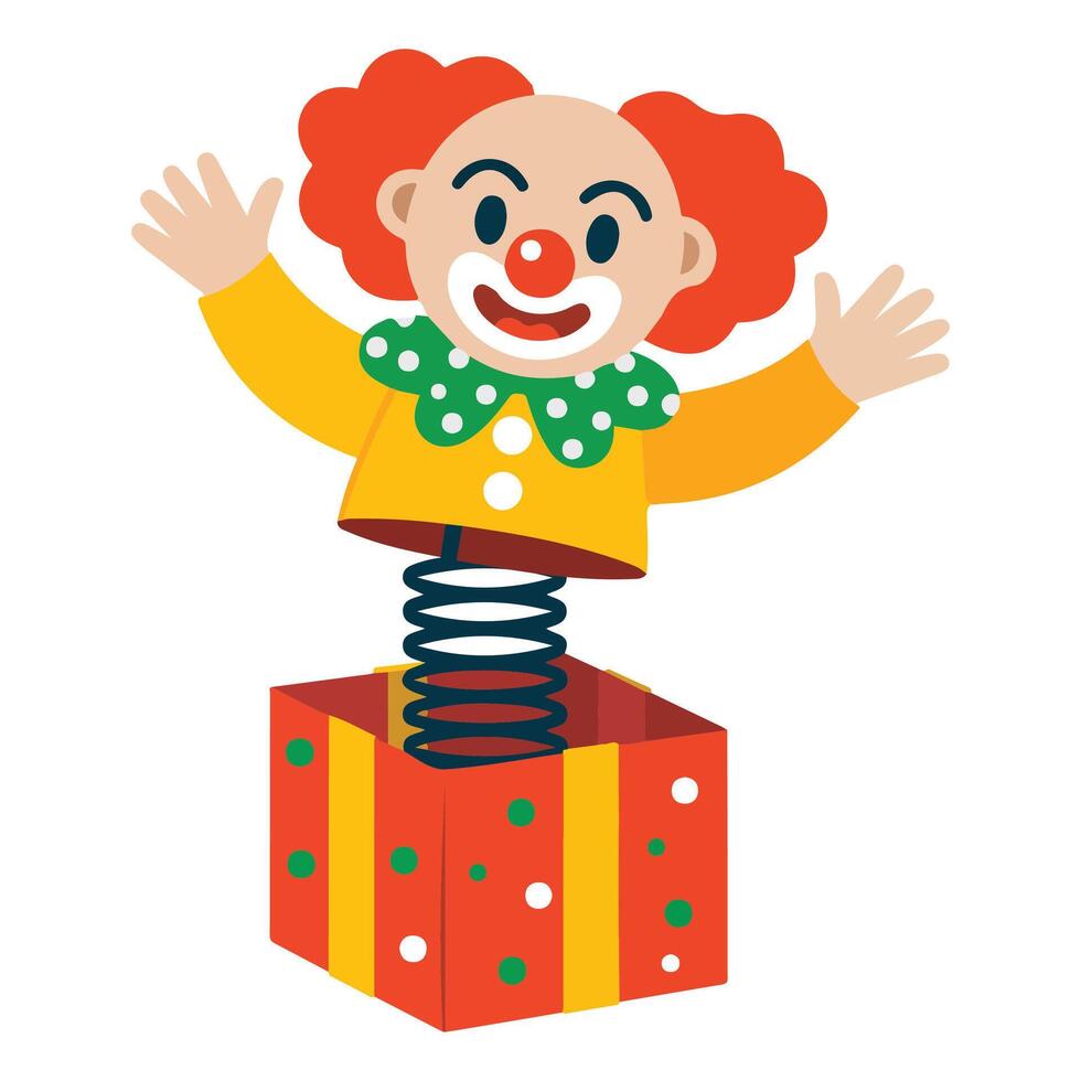 Circus clown with gift present box isolated illustration on white background vector
