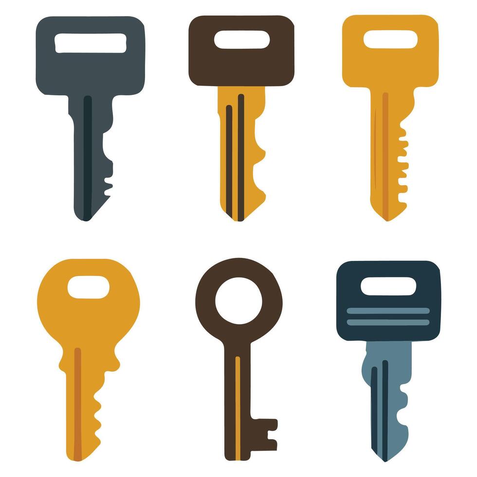 Antique metal key vintage style isolated illustration vector