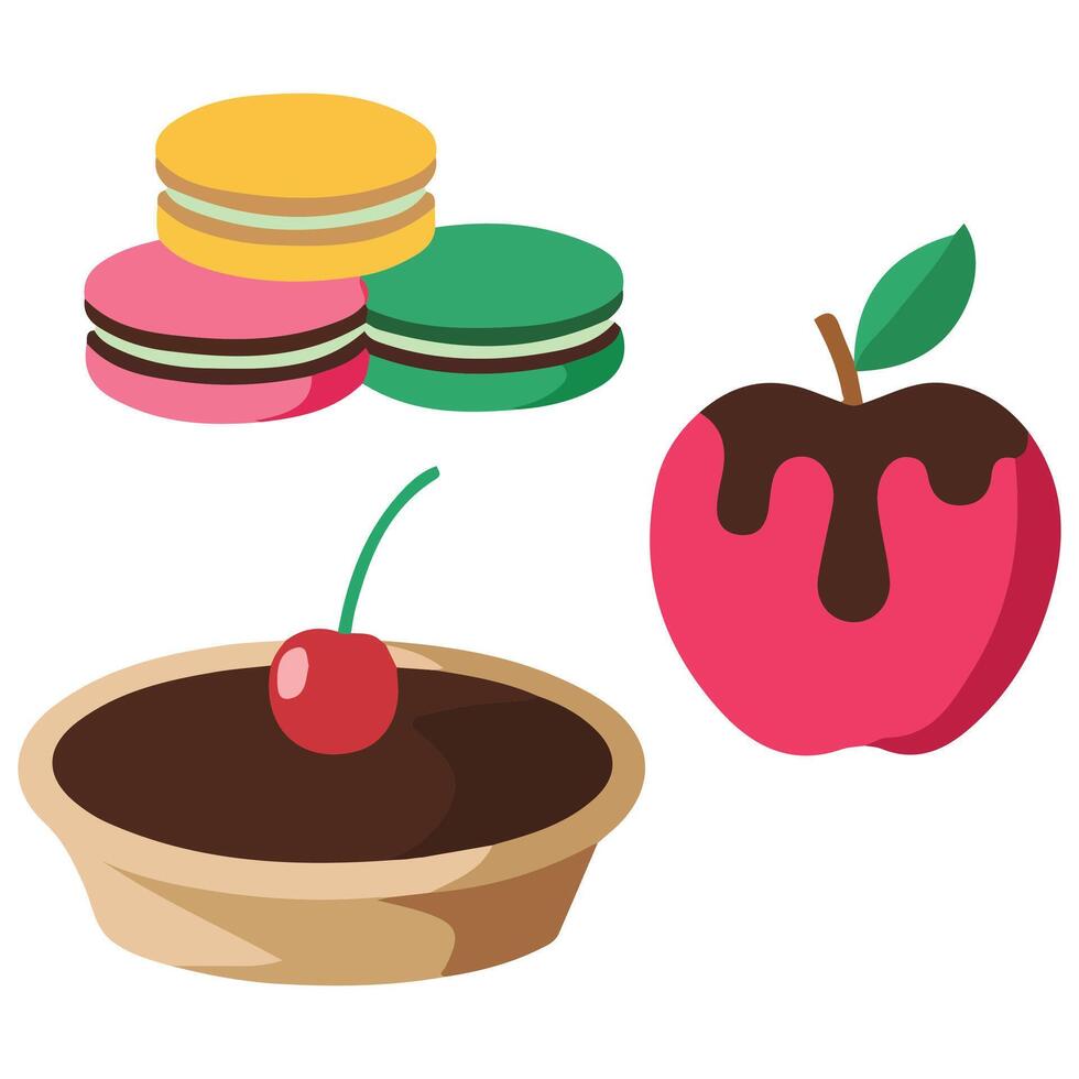 Colorful candy and dessert icons collection vector