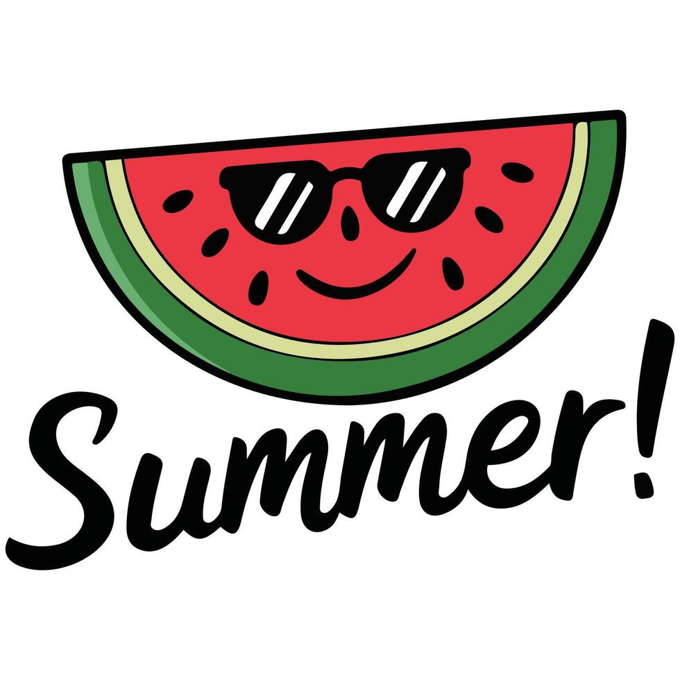 Summer watermelon slice wearing sunglasses graphic vector