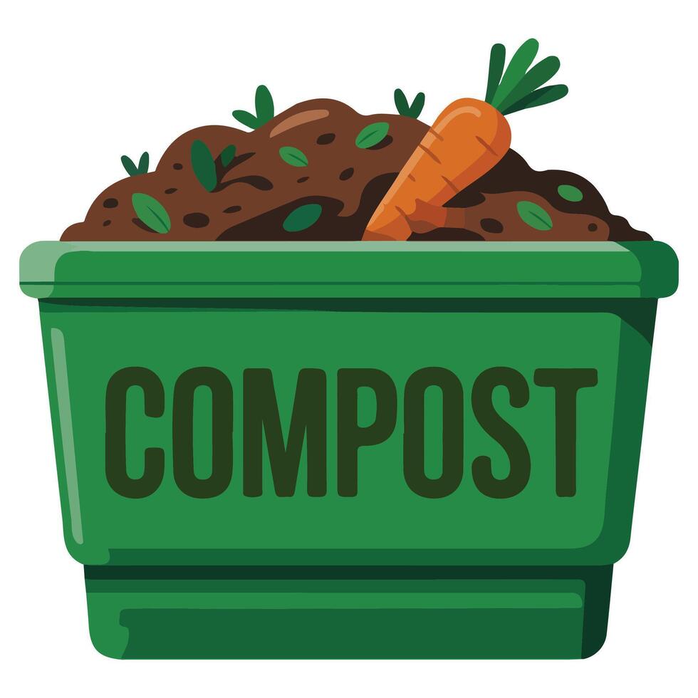 Organic waste container gardening graphic vector
