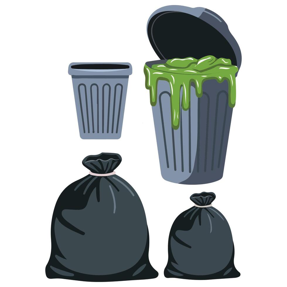 Environmental pollution concept with trash plastic and fish bones vector