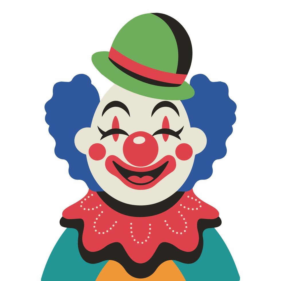 Menacing circus clown with colorful hair creepy illustration vector