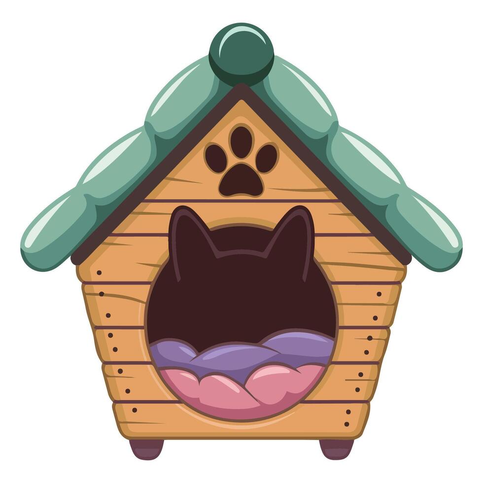 Adorable dog cottage with rooftop and entrance pet home vector