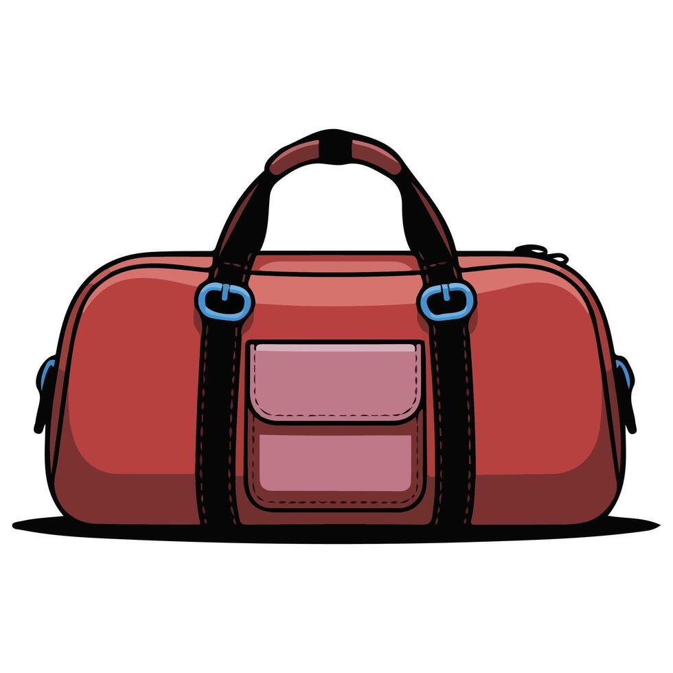 Sporty duffel bag with pockets and zippers gym gear vector
